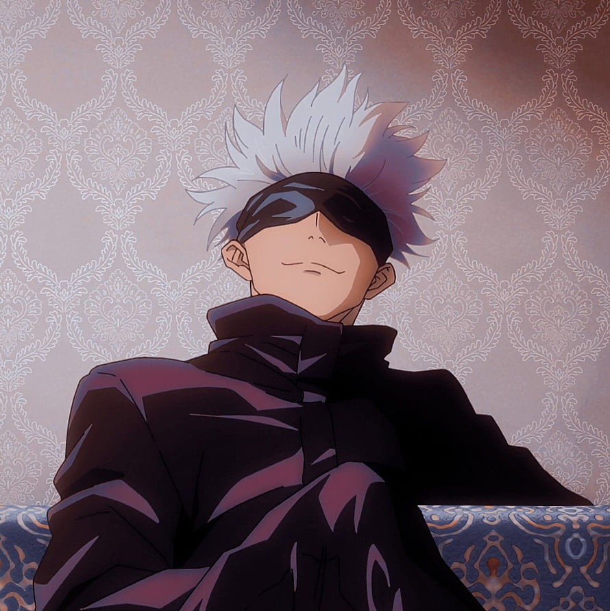 Satoru Gojo Anime Character Portrait with White Spiky Hair and Black Eye Mask HD phone wallpaper