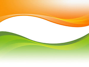 Abstract Indian Flag Design with Flowing Orange and Green Waves on White Background HD wallpaper