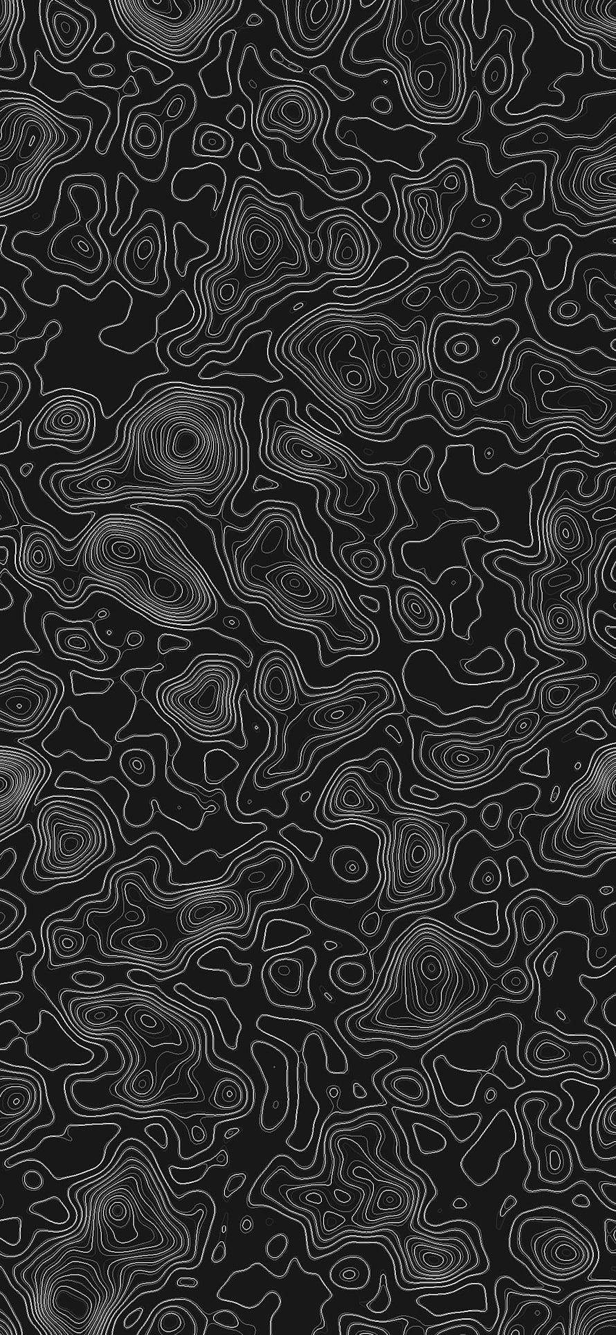 Monochrome Topographic Contour Line Pattern on Dark Background HD phone wallpaper