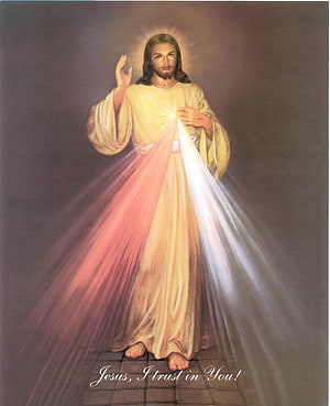 Divine Mercy Jesus Painting with Radiant Heart and Sacred Light HD phone wallpaper