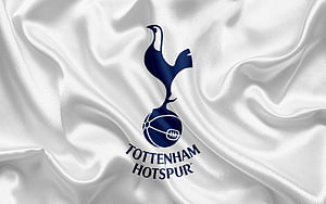 Tottenham Hotspur Crest on Flowing White Silk Fabric HD wallpaper