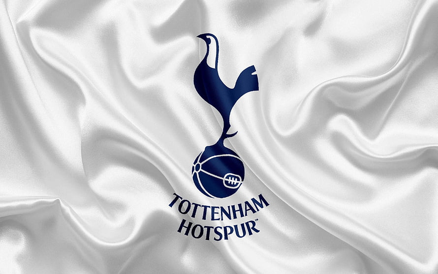 Tottenham Hotspur Crest on Flowing White Silk Fabric HD wallpaper