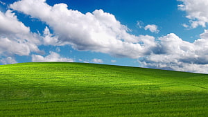 Windows XP Bliss Desktop Wallpaper Featuring Rolling Green Hills and Blue Sky HD wallpaper