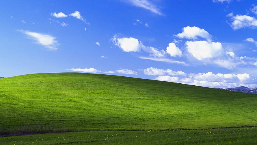 Windows XP Bliss Desktop Landscape with Rolling Green Hills and Blue Sky HD wallpaper