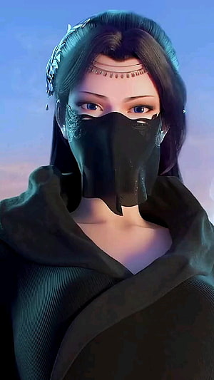 Yun Zhi from Battle Through the Heavens in a Black Mask and Dark Robes HD phone wallpaper