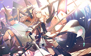 Akiyama Mizuki from Project Sekai in a Fantasy Knight Outfit with Sword and Cape HD wallpaper