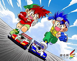 Bakusou Kyoudai Let's & Go! Anime Racing Scene with Sonic and Tachikoma HD wallpaper