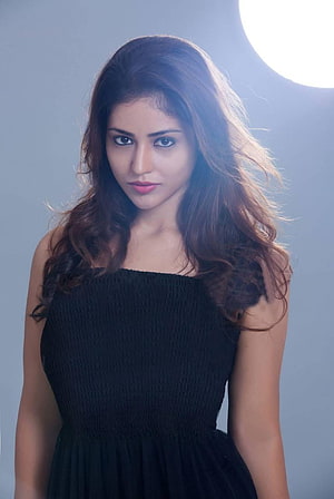 Priyanka Jawalkar Studio Portrait in Black Smocked Dress HD phone wallpaper