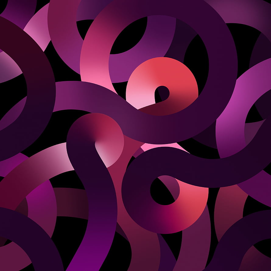 Abstract 3D Ribbon Design in Purple and Pink Tones on Black Background HD phone wallpaper
