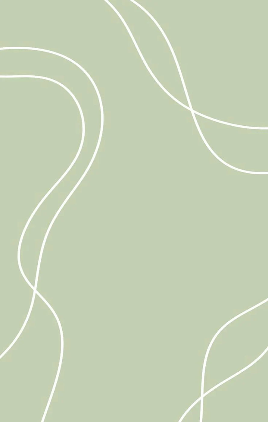 Minimalist sage green background with flowing white line art for a calm aesthetic HD phone wallpaper