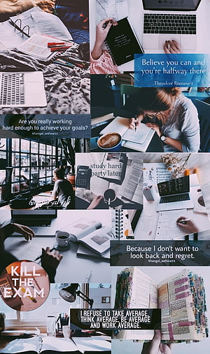 Study Motivation Collage with Inspirational Quotes and Academic Workspace Scenes HD phone wallpaper