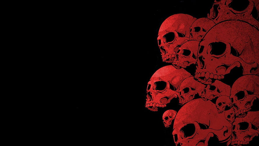Cluster of Red Human Skulls on Black Background Dark Gothic Art HD wallpaper