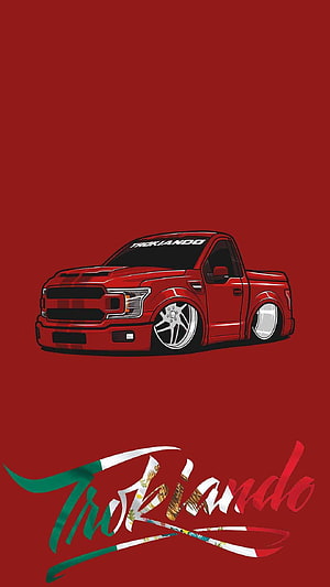 Trokiando Takuache Truck Illustration with Mexican Flag Lettering on Red Background HD phone wallpaper