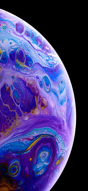 Vivid Purple and Blue Fluid Art Planet Sphere Against Black Space Background HD phone wallpaper