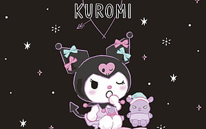 Kuromi and Baku Sleeping Under a Starry Night Sky HD wallpaper
