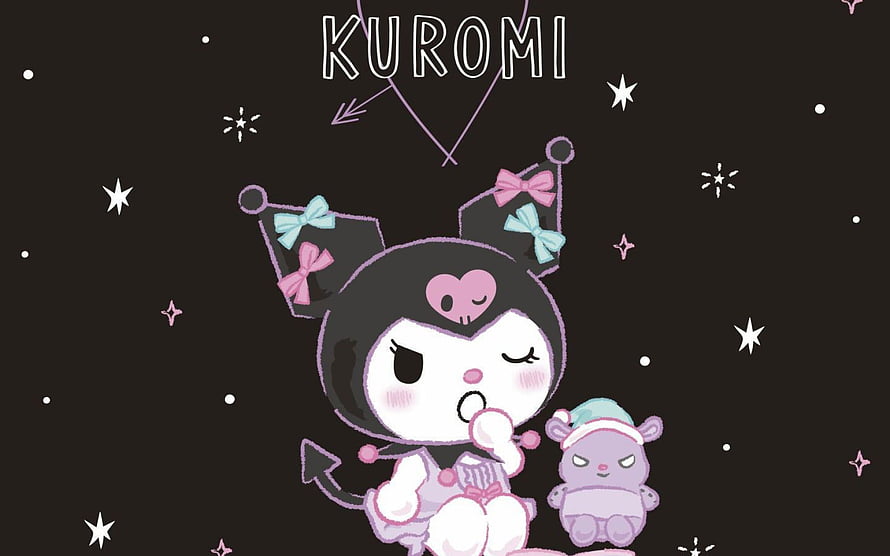 Kuromi and Baku Sleeping Under a Starry Night Sky HD wallpaper