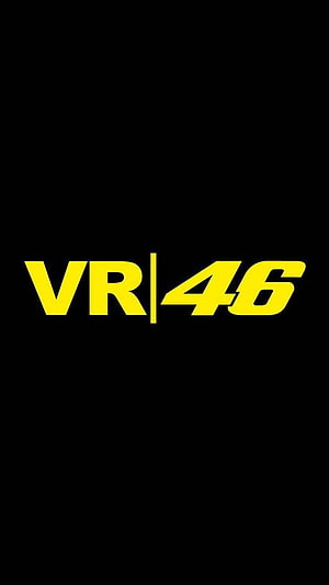 VR46 Logo in Bold Yellow Typography on a Minimal Black Background HD phone wallpaper