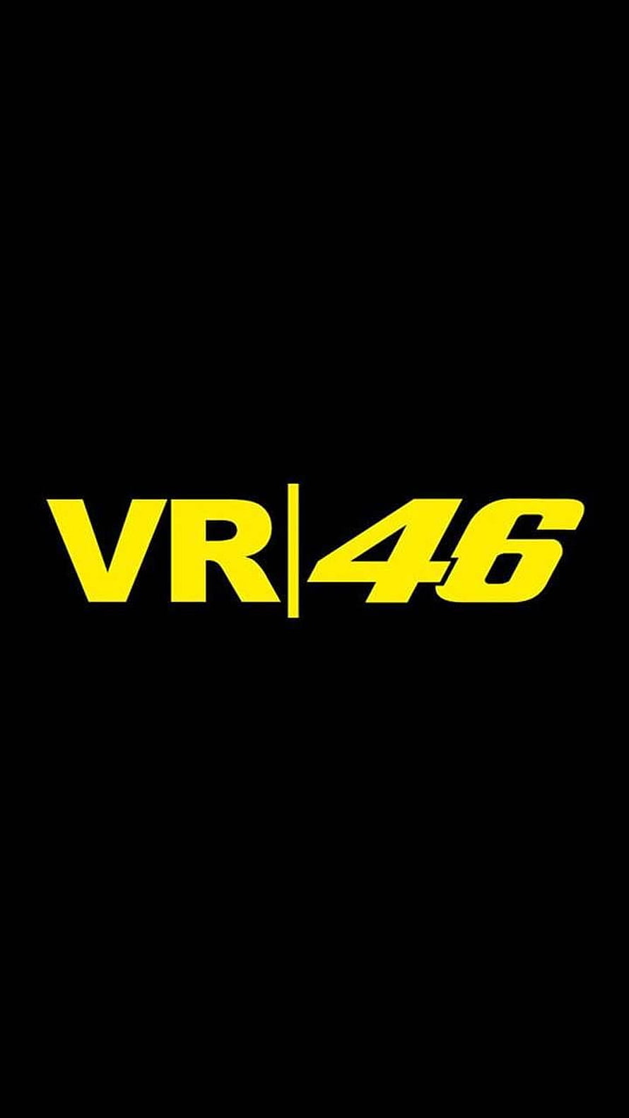 VR46 Logo in Bold Yellow Typography on a Minimal Black Background HD phone wallpaper