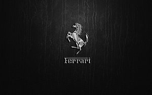 Ferrari Prancing Horse Emblem on Black Leather Texture HD wallpaper