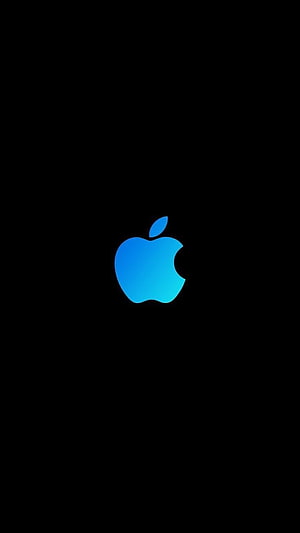 Minimalist Apple Logo in Blue Gradient on Black Background HD phone wallpaper