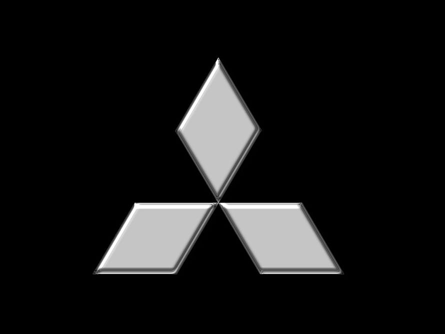 Mitsubishi Three Diamond Emblem in Polished Silver on a Solid Black Background HD wallpaper