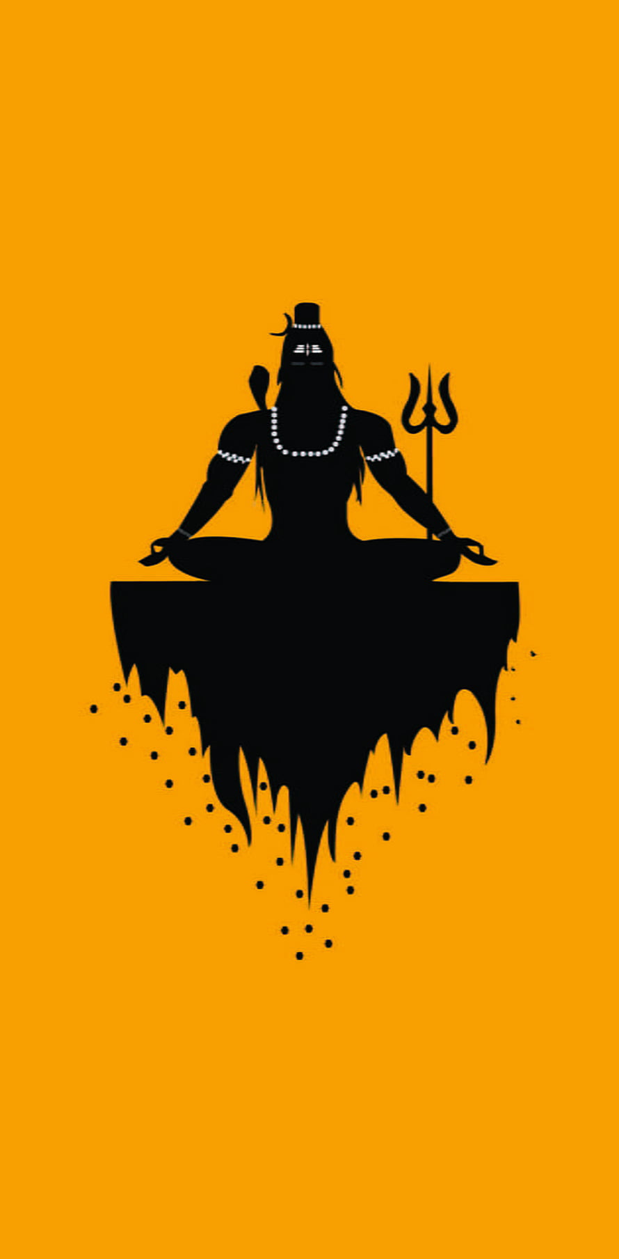 Lord Shiva Meditating Silhouette with Trishul on Orange Background HD phone wallpaper