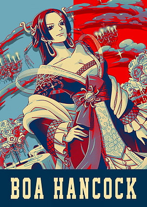 Boa Hancock Anime Character in Traditional Chinese Attire with Red and Blue Palette HD phone wallpaper