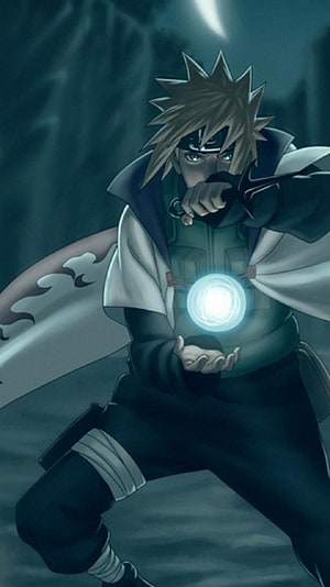 Naruto Shippuden Anime Character Channeling Chakra in Dark Battle Scene HD phone wallpaper