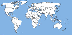 Blank Political World Map with Country Borders on Light Blue Background HD wallpaper
