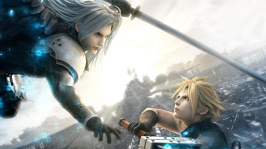 Cloud Strife and Sephiroth Confrontation in Final Fantasy VII HD wallpaper