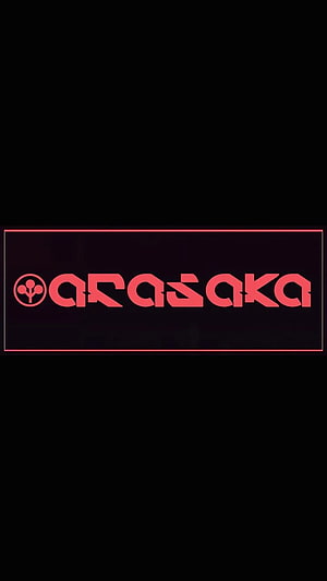 Arasaka Corporation Logo on Black Background with Red Neon Border HD phone wallpaper