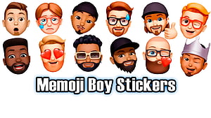 Collection of Apple Memoji Boy Stickers with Expressive Faces and Accessories HD wallpaper