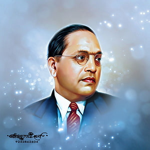 Digital Portrait of Dr. B. R. Ambedkar in Formal Suit and Round Glasses HD phone wallpaper