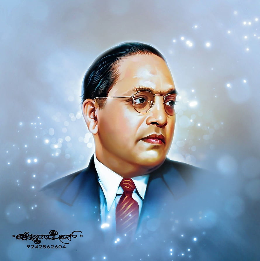 Digital Portrait of Dr. B. R. Ambedkar in Formal Suit and Round Glasses HD phone wallpaper