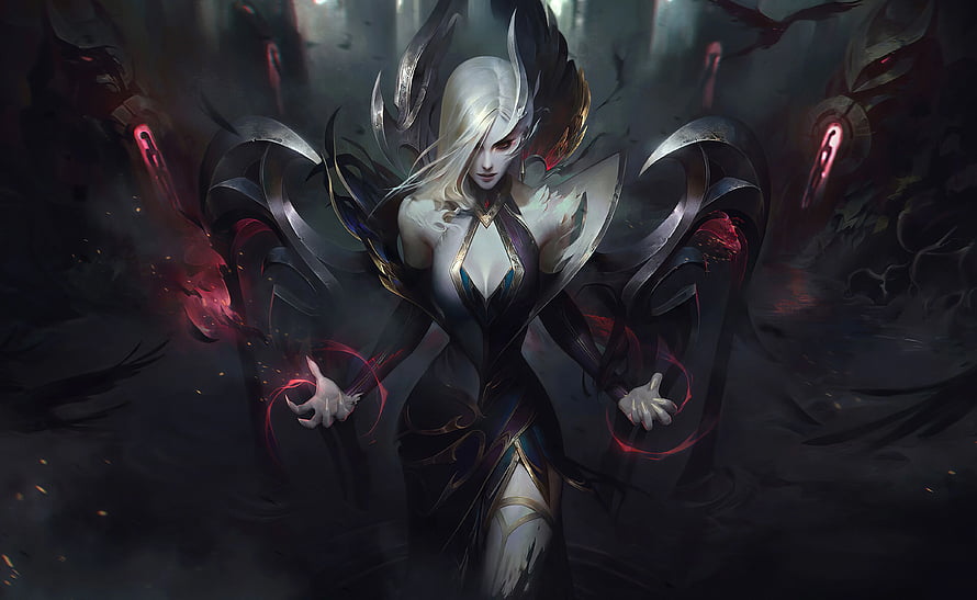 Coven Morgana League of Legends Dark Fantasy Character Artwork HD wallpaper