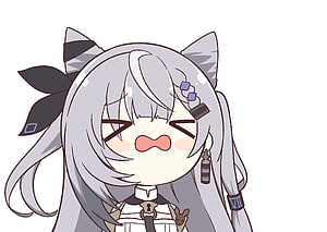Vestia Zeta Chibi Anime Character with Silver Hair and Cat Ears HD wallpaper