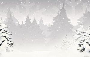 Serene Winter Forest Scene With Snowy Pine Trees And Falling Snowflakes HD wallpaper
