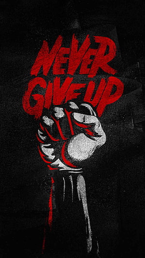 Rising Fist With Bold Red Typography on Dark Grunge Background HD phone wallpaper