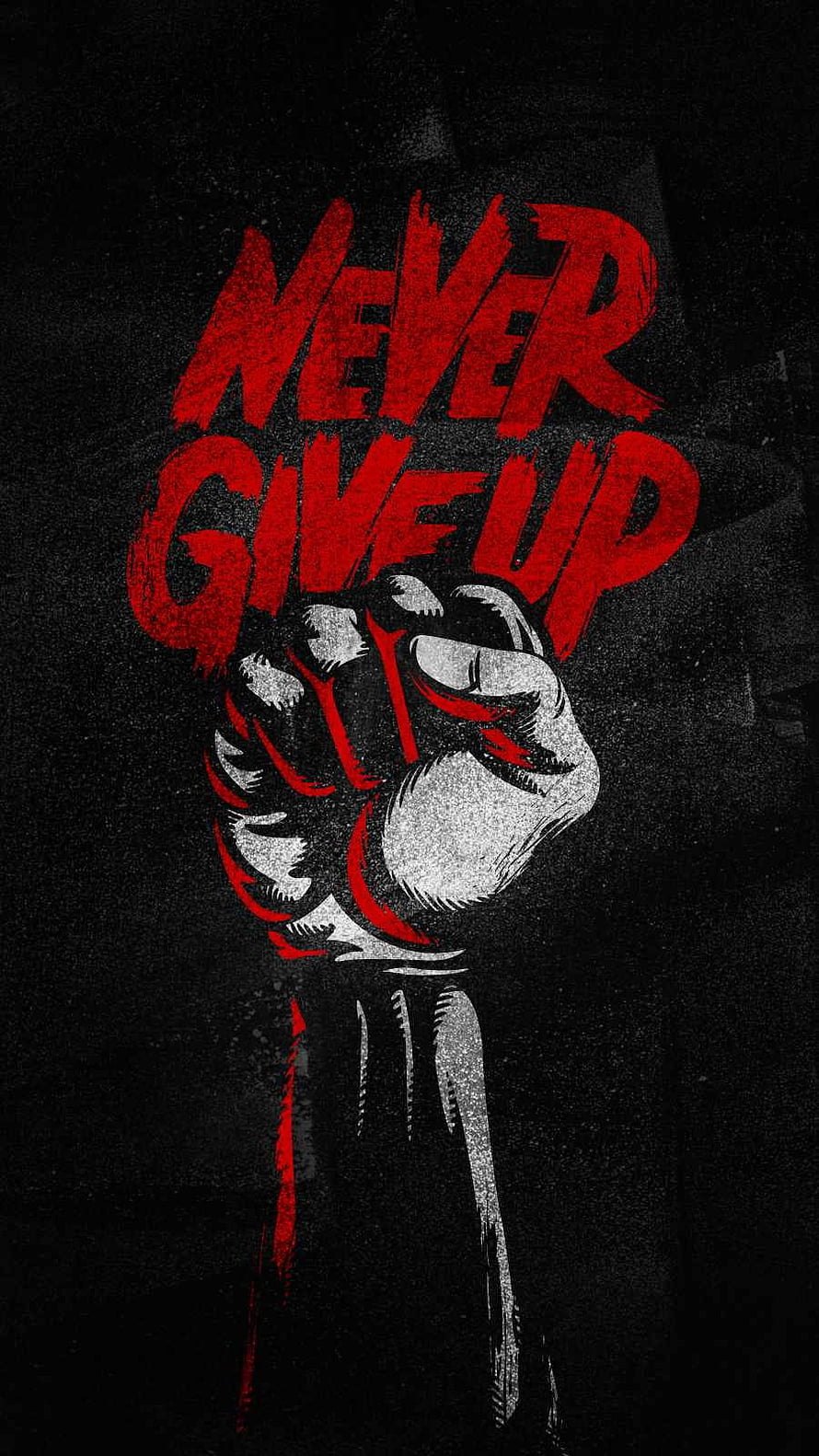 Rising Fist With Bold Red Typography on Dark Grunge Background HD phone wallpaper