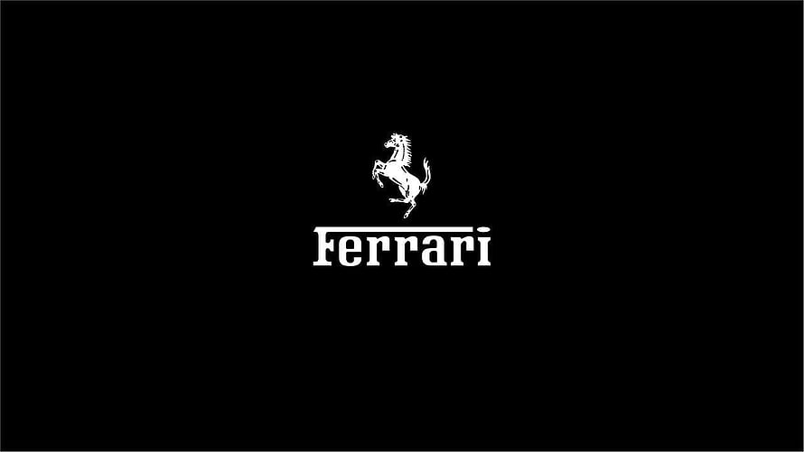 Ferrari Prancing Horse Logo on Black Background HD wallpaper