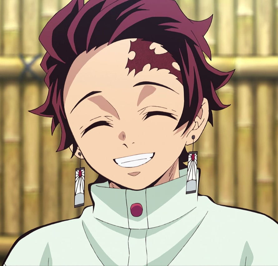 Tanjiro Kamado Smiling Portrait From Demon Slayer Anime Series HD wallpaper