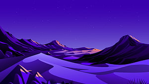Stylized Purple Mountain Range Under a Starry Night Sky Vector Illustration HD wallpaper