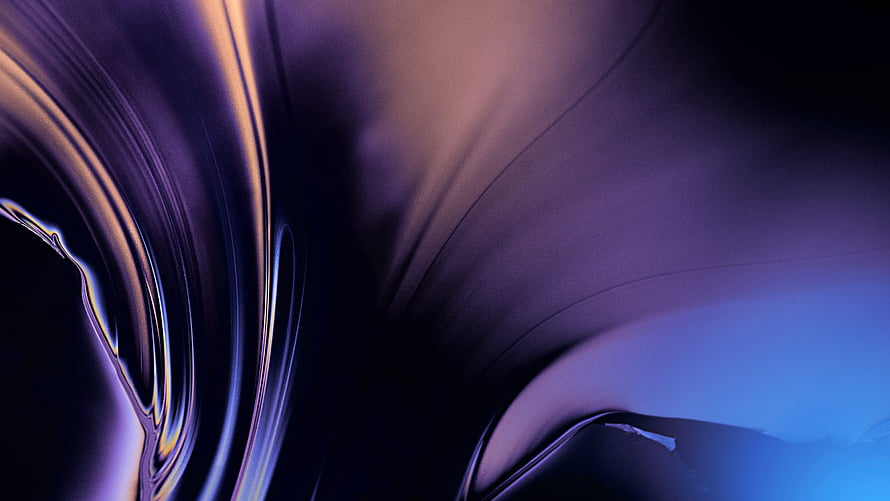 Abstract fluid art with swirling purple and blue gradients and metallic highlights HD wallpaper