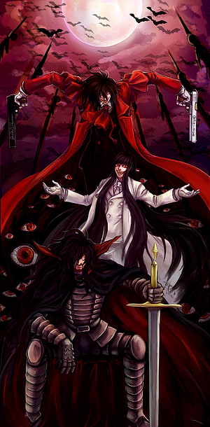 Hellsing Alucard and Cast in Dark Gothic Anime Illustration HD phone wallpaper
