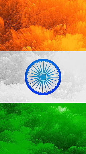 India National Flag with Ashoka Chakra in Textured Brushstroke Art Style HD phone wallpaper