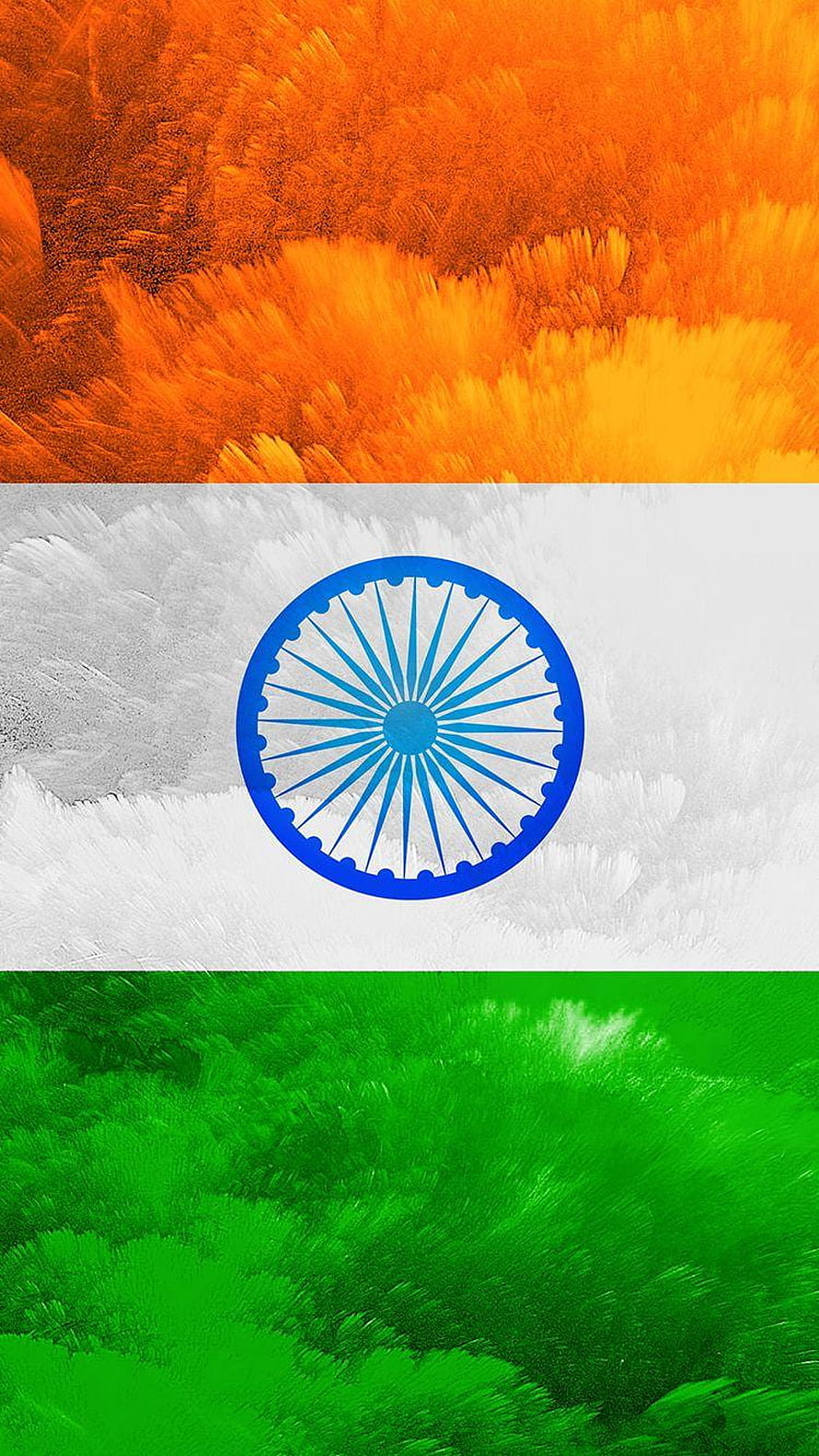 India National Flag with Ashoka Chakra in Textured Brushstroke Art Style HD phone wallpaper