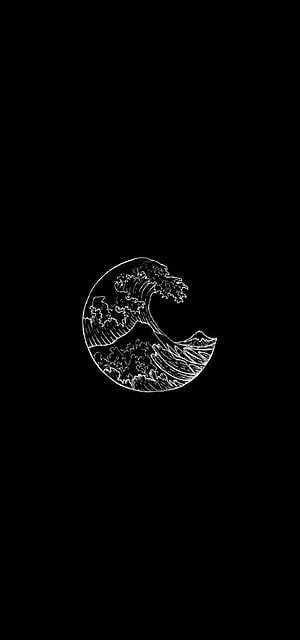 Minimalist Black and White Wave Line Art on Dark Background HD phone wallpaper