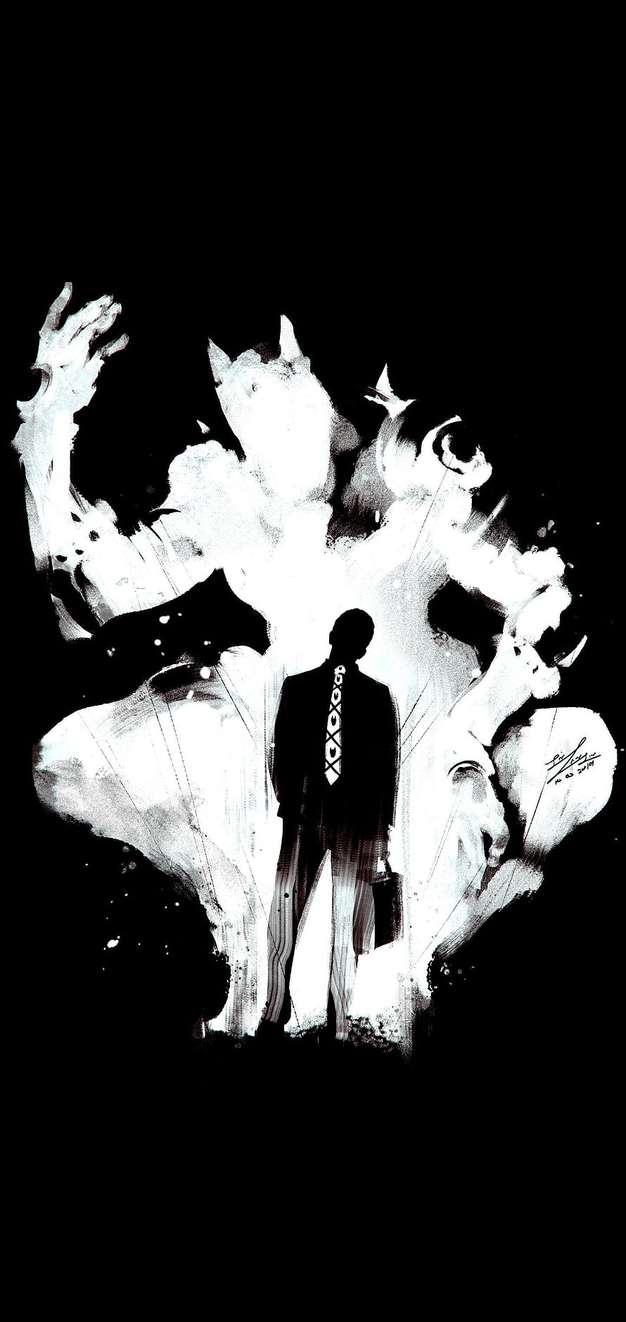 Yoshikage Kira JoJo's Bizarre Adventure Black and White Ink Art HD phone wallpaper
