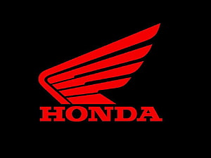 Honda Wing Emblem in Bold Red on Black Background HD wallpaper