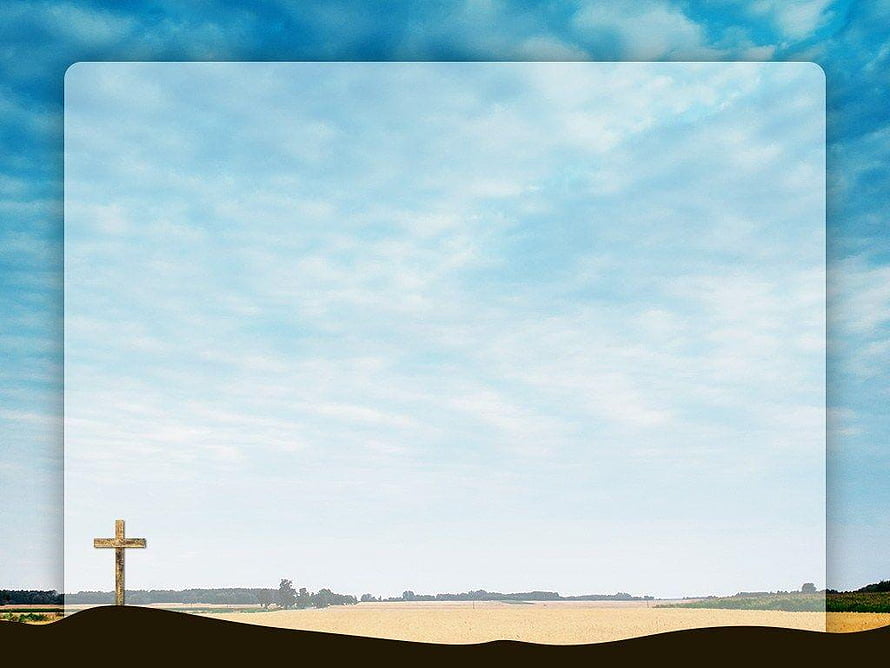 Serene Christian landscape with wooden cross in golden field under blue sky HD wallpaper